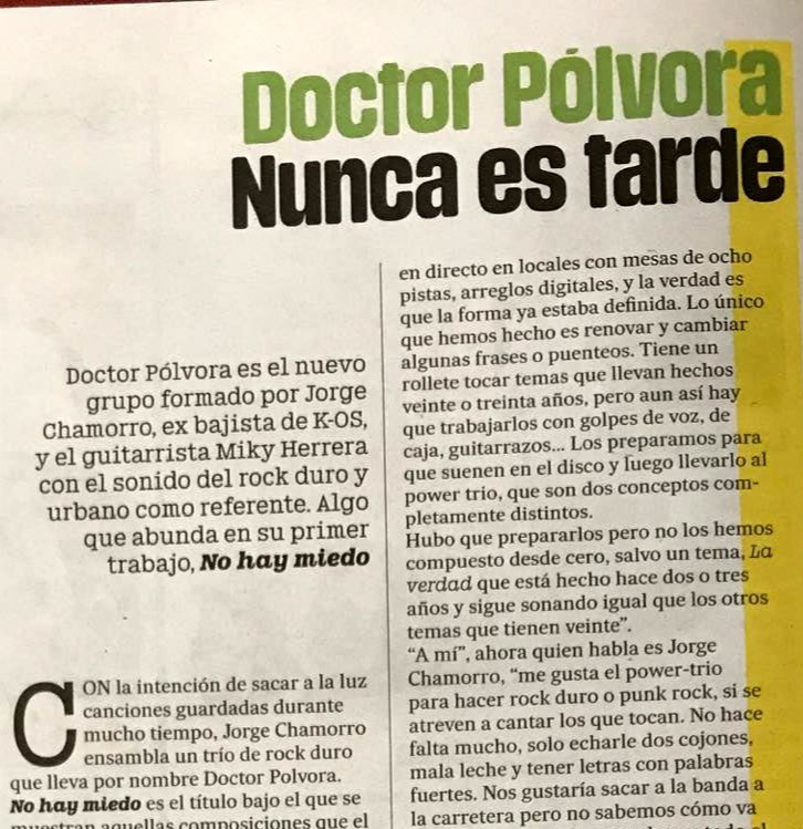 Artíclo en Mondosonoro sobre Doctor Pólvora